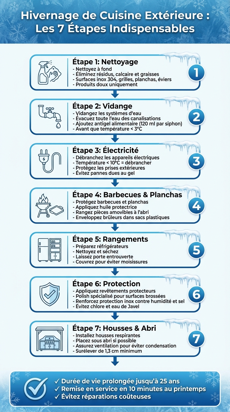 7 étapes essentielles pour hiverner votre cuisine extérieure