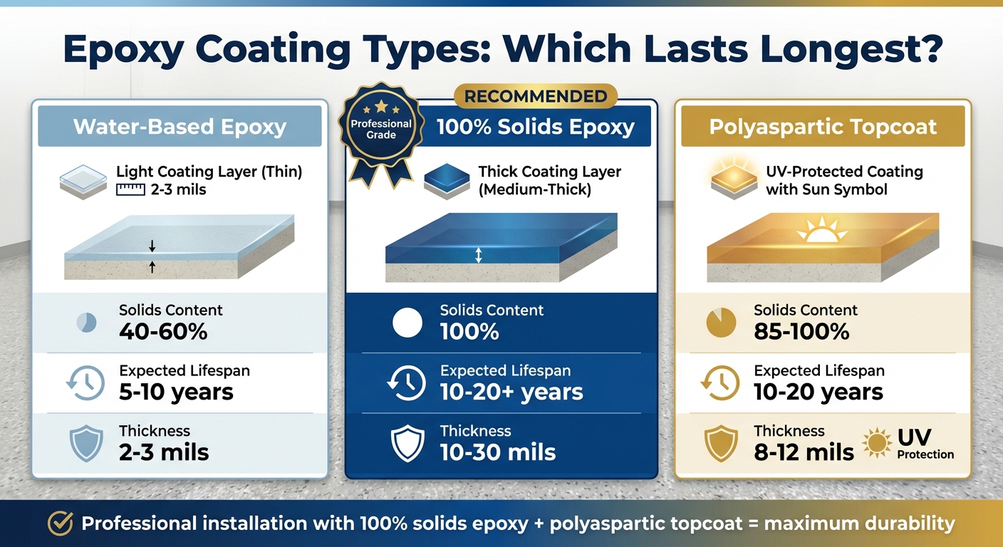 Epoxy Coating Types Comparison: Lifespan, Thickness & Durability