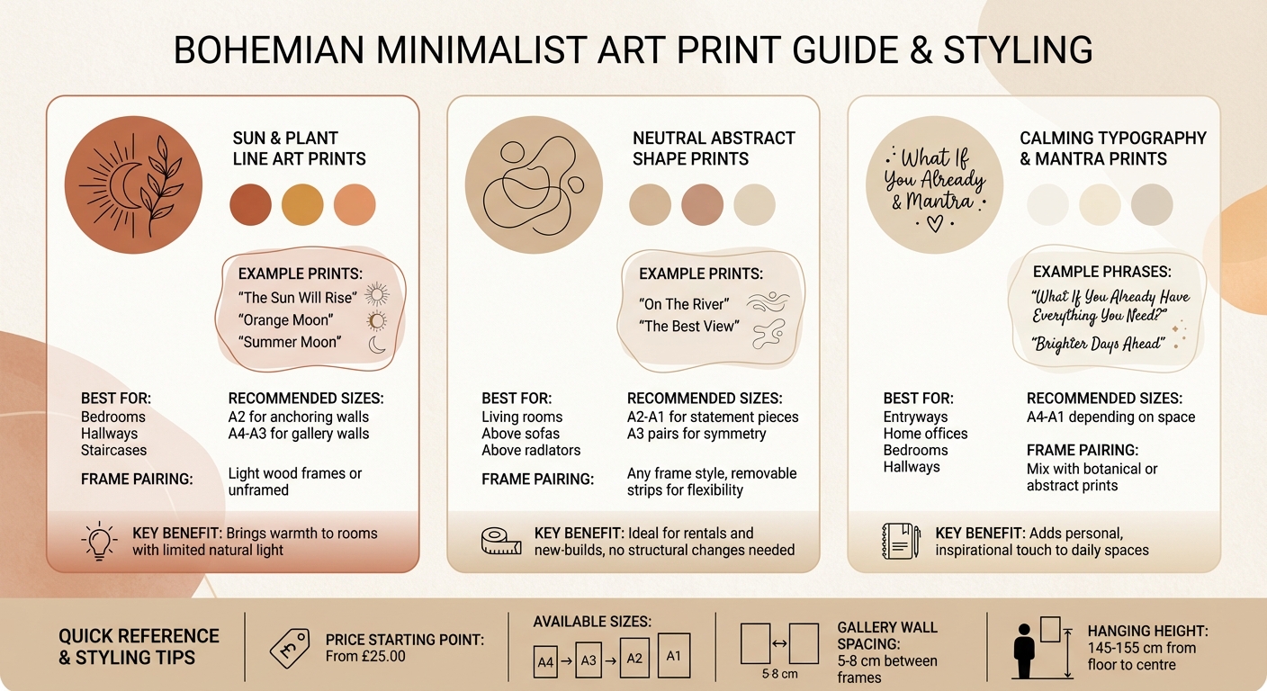 Boho Minimalist Art Print Styles and Room Placement Guide 2025