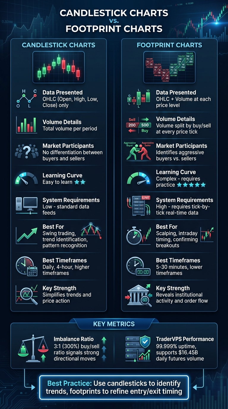 Candlestick vs Footprint Charts: Key Differences for Traders