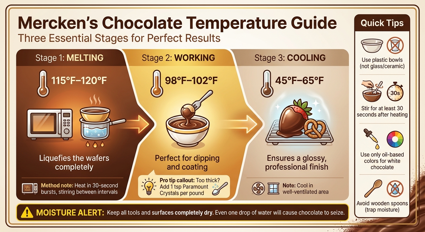 Mercken's Chocolate Temperature Guide for Cake-Cookie Hybrids