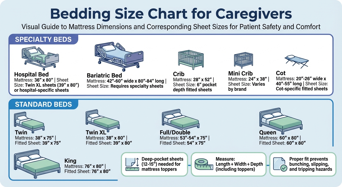 Complete Bedding Size Chart for Caregivers: Mattress Dimensions and Sheet Sizes