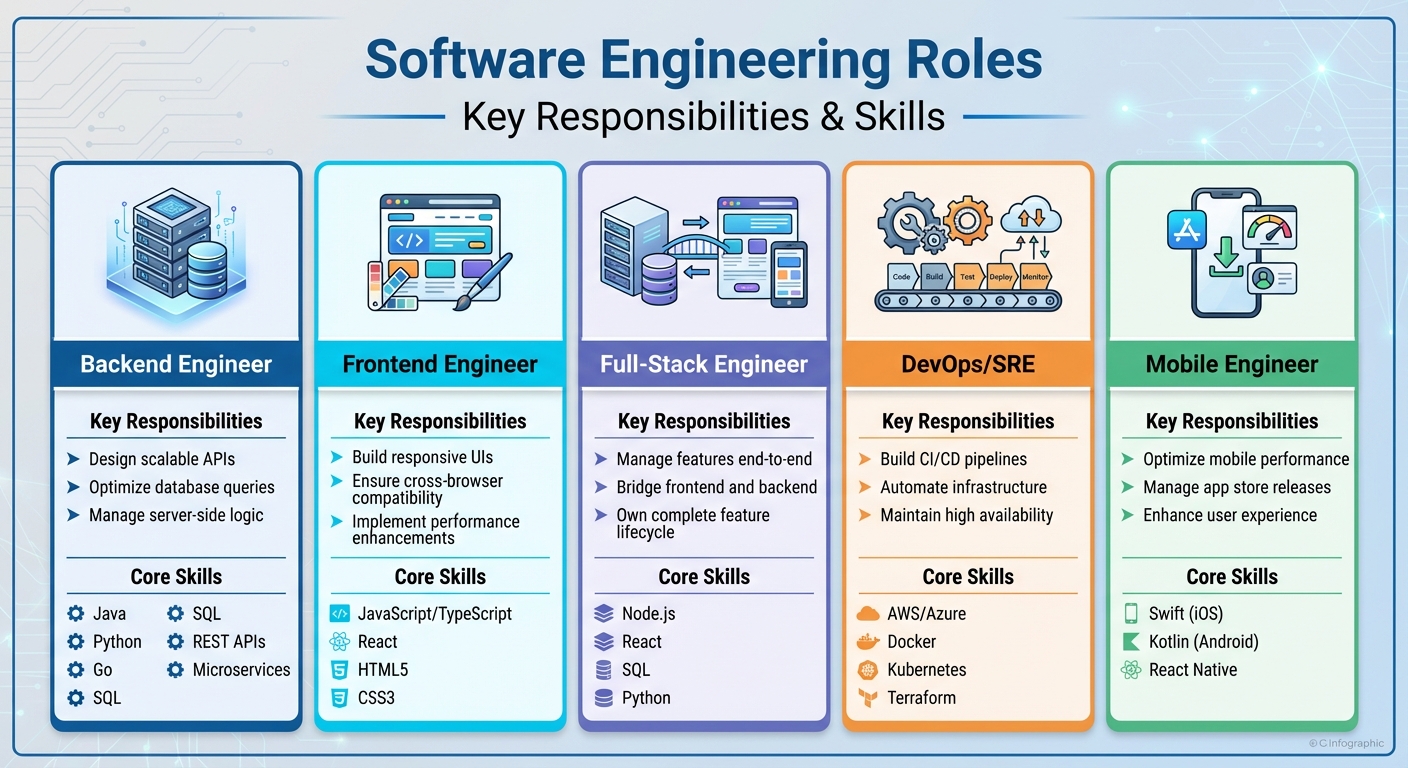 Software Engineering Roles Comparison: Responsibilities and Required Skills