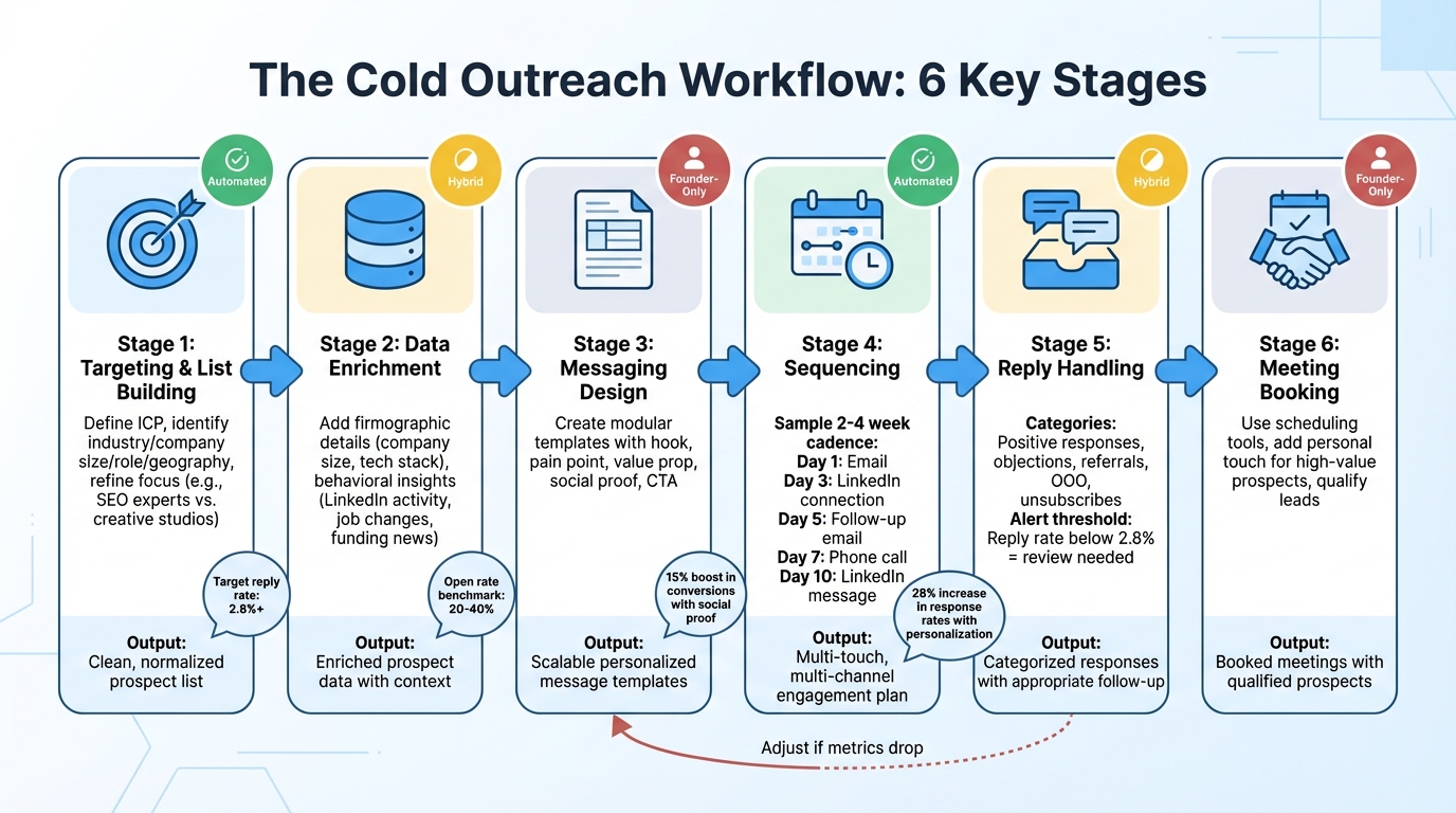 6-Stage Cold Outreach Workflow System