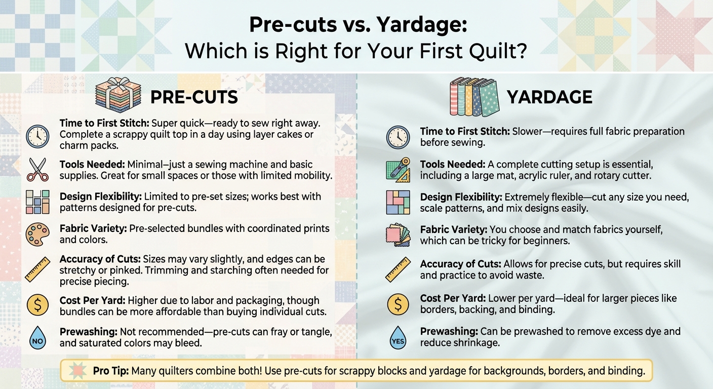 Pre-cuts vs Yardage Quilting Comparison Chart