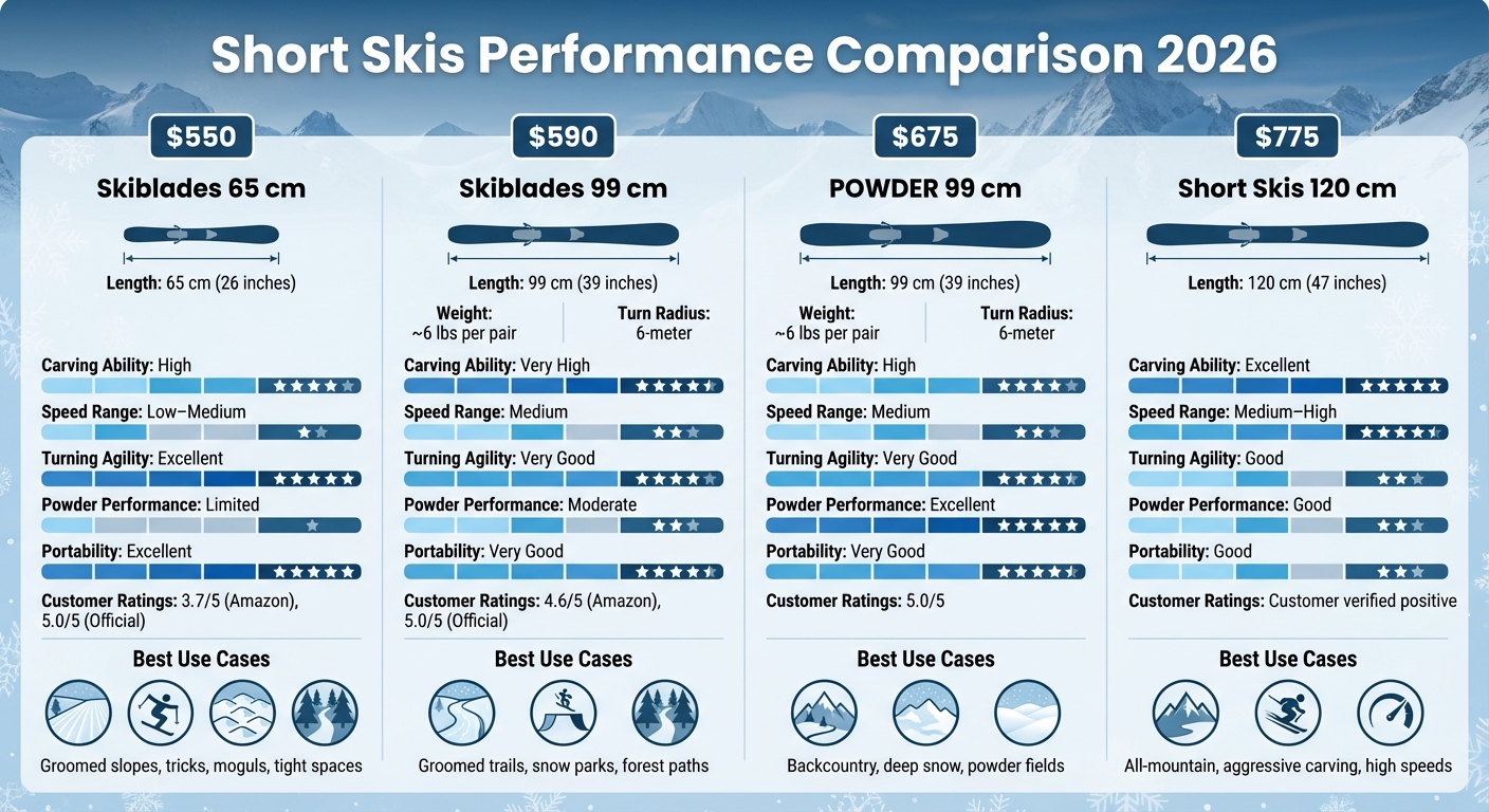 Short Ski Models Performance Comparison Chart 2026