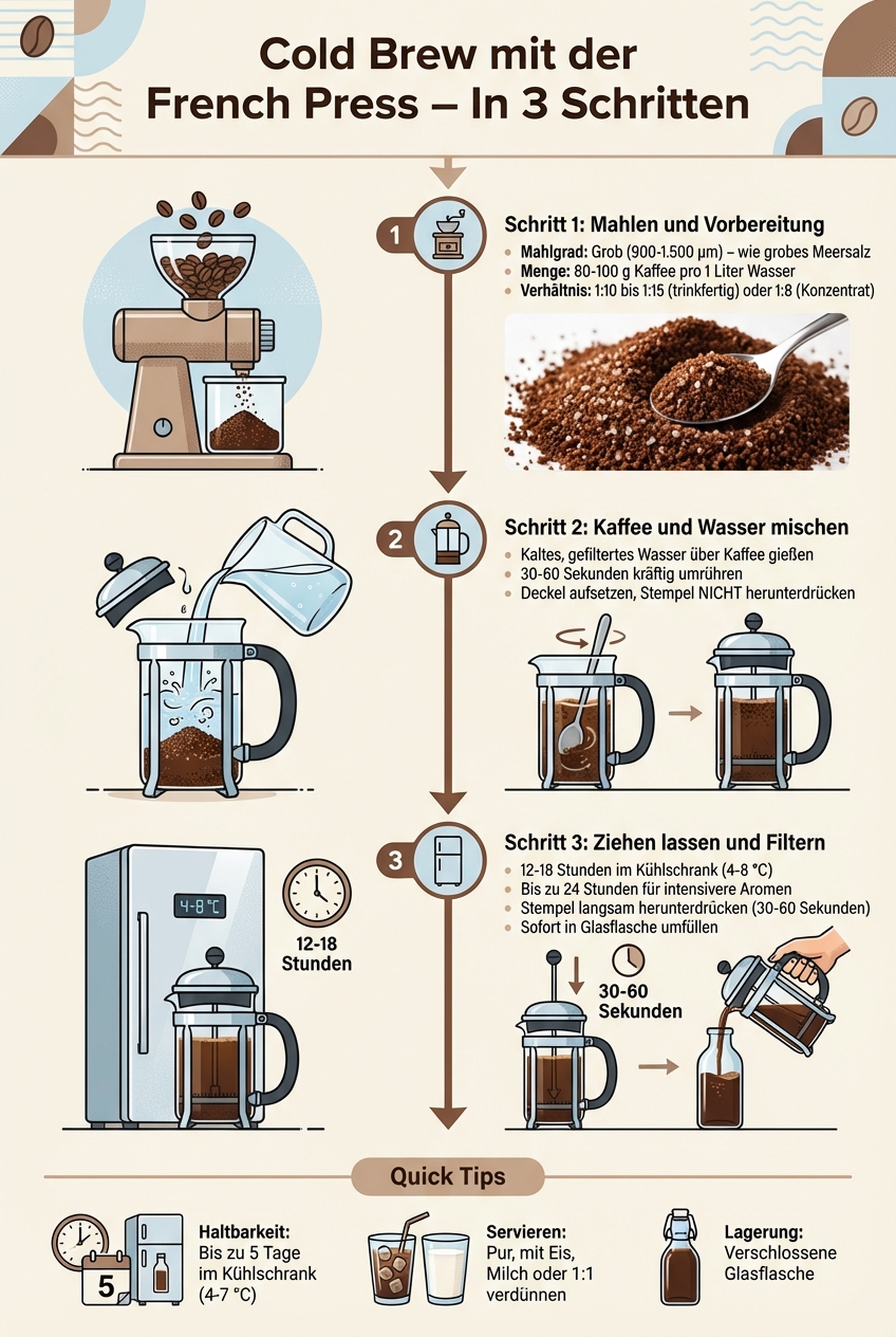 Cold Brew Zubereitung mit French Press: Schritt-für-Schritt Anleitung