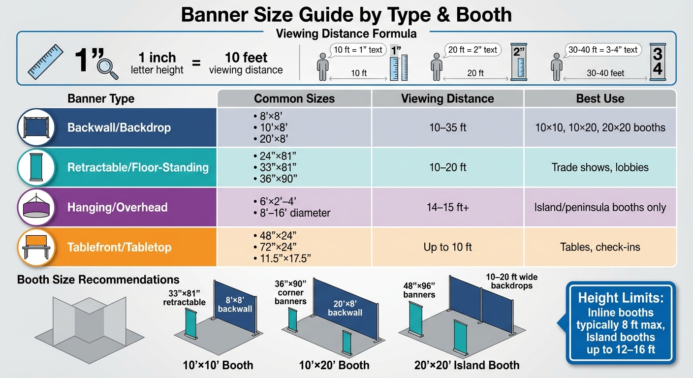 Trade Show Banner Size Guide by Booth Type and Viewing Distance