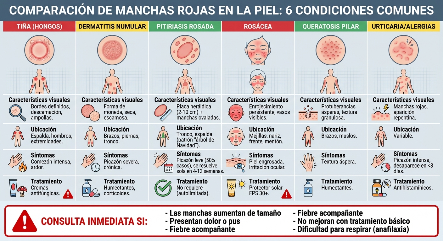 Guía visual para identificar manchas rojas en la piel: síntomas y características