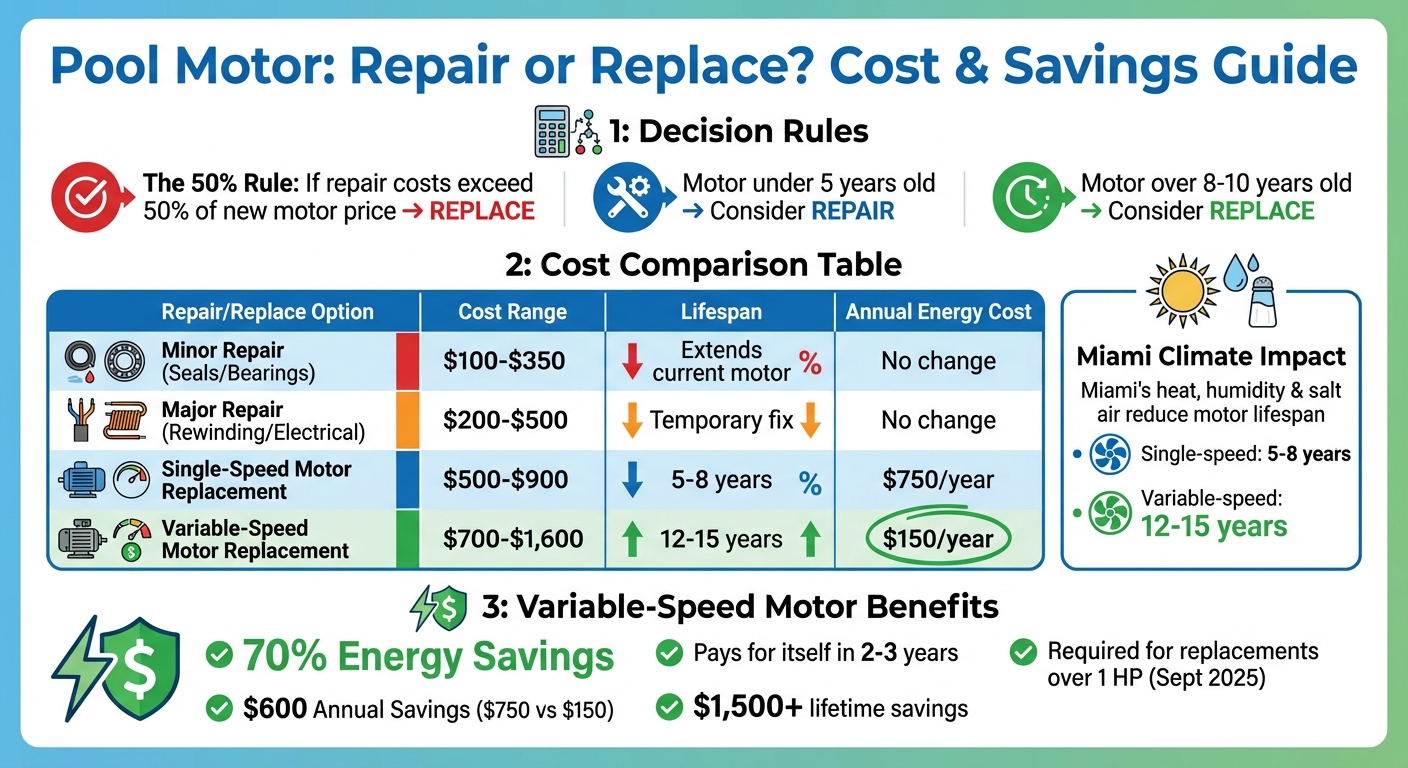 Pool Motor Repair vs Replacement Cost Comparison for Miami Homeowners