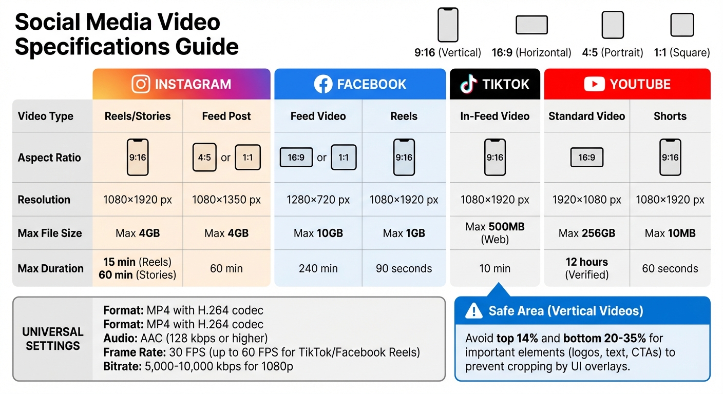 Social Media Video Specifications by Platform: Format, Resolution, and File Size Requirements