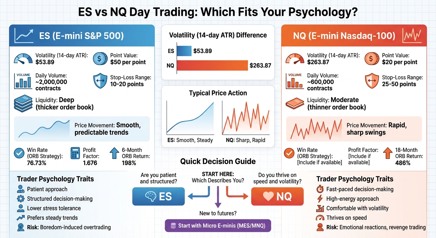ES vs NQ Futures Trading Comparison: Volatility, Volume, and Trader Psychology