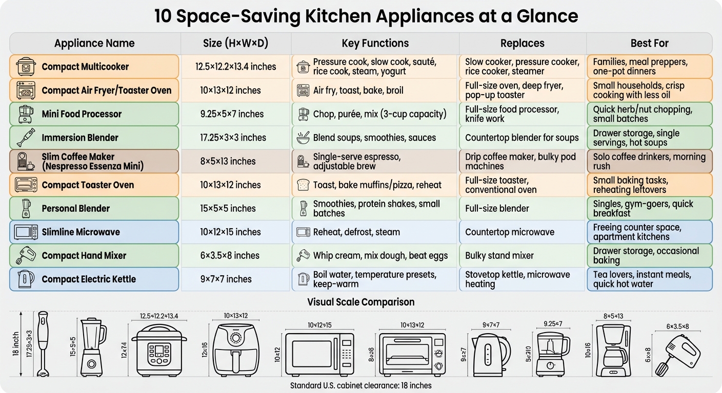 Space-Saving Kitchen Appliances Comparison: Size, Functions, and Best Uses