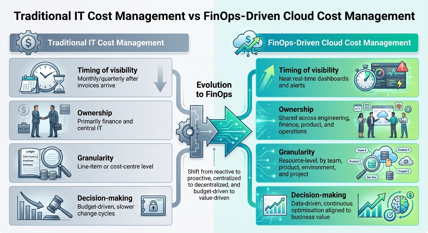 Traditional IT Cost Management vs FinOps-Driven Cloud Cost Management