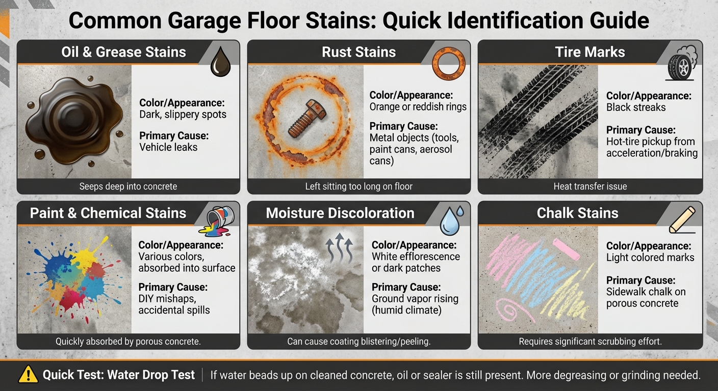 Garage Floor Stain Types Identification Guide