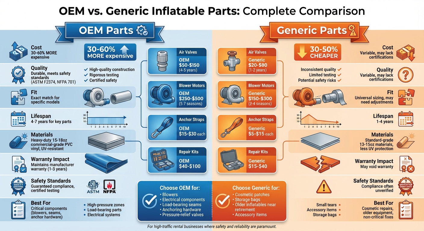 OEM vs Generic Inflatable Parts Comparison Chart
