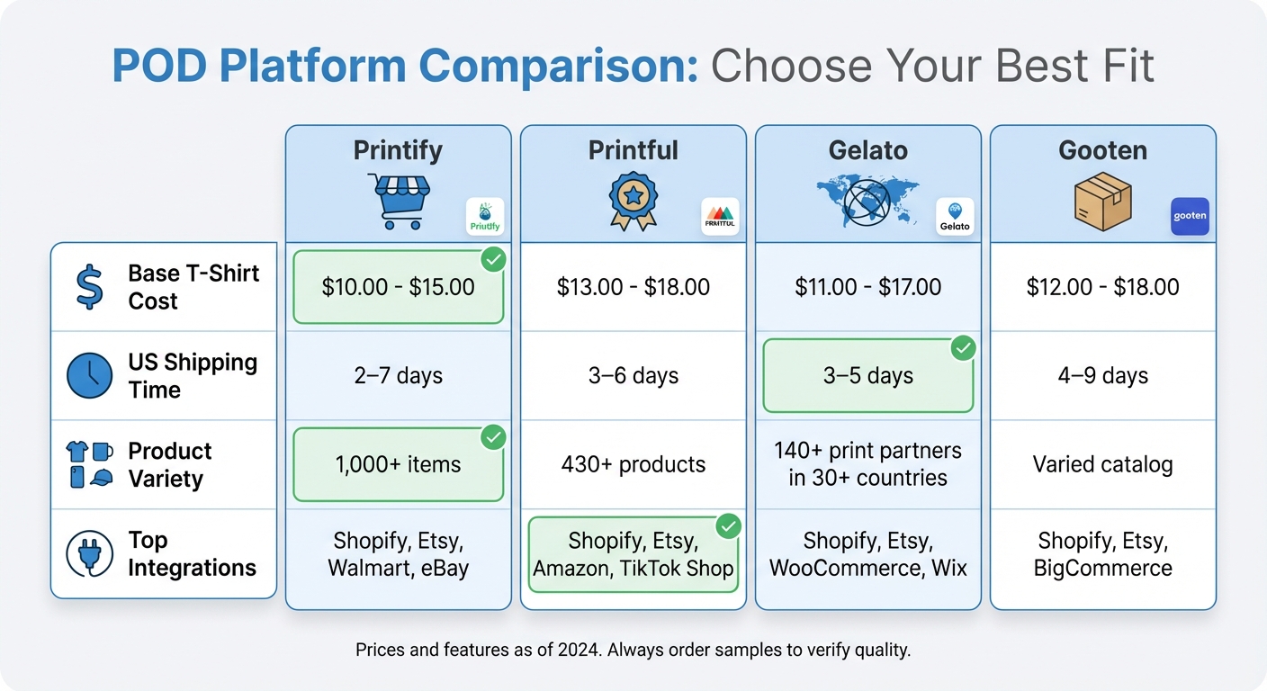 Print on Demand Platform Comparison: Pricing, Shipping & Features