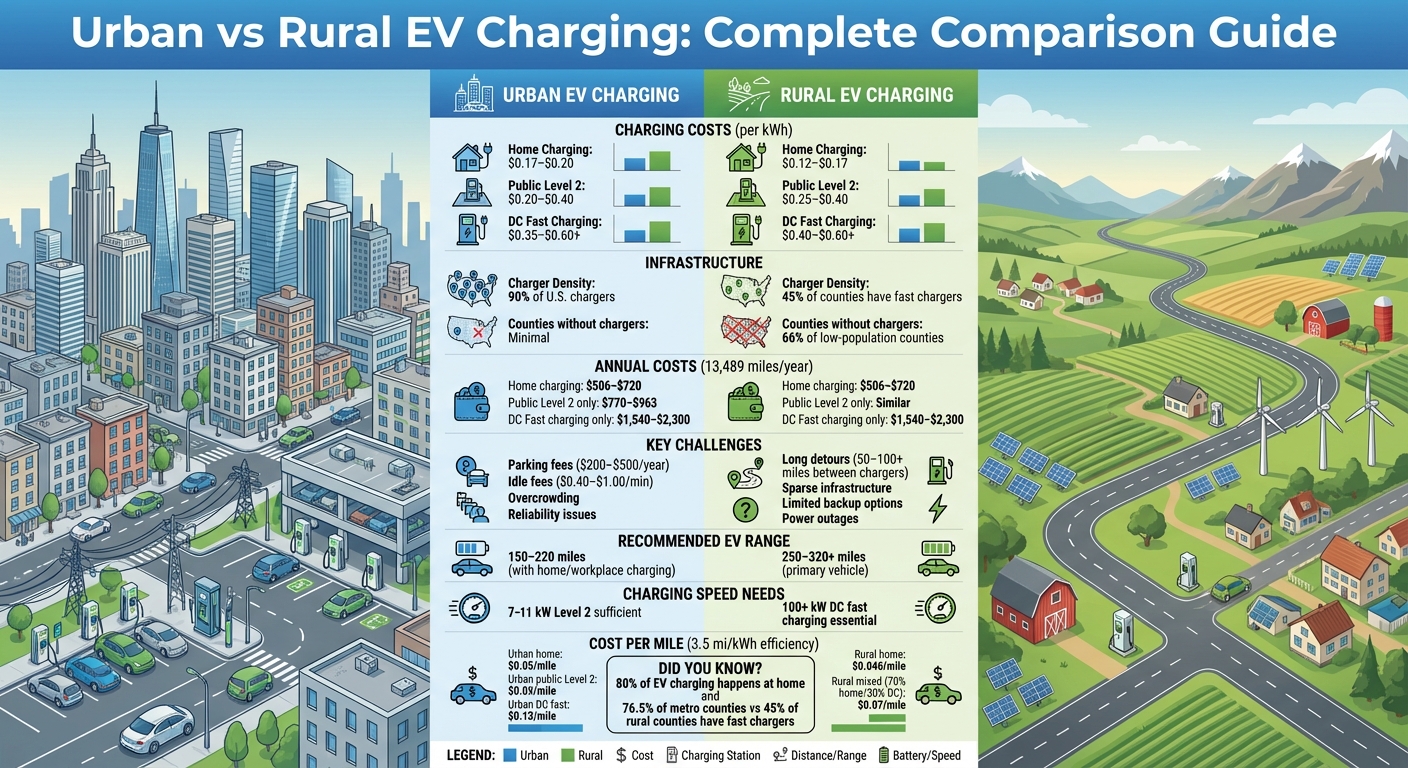 Urban vs Rural EV Charging Costs and Infrastructure Comparison