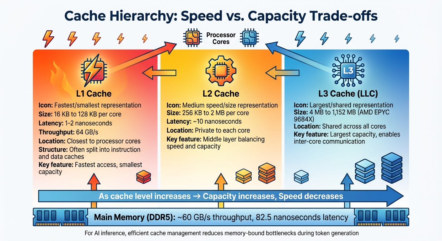 Cache Hierarchy Levels: Speed, Size, and Latency Comparison for AI Inference