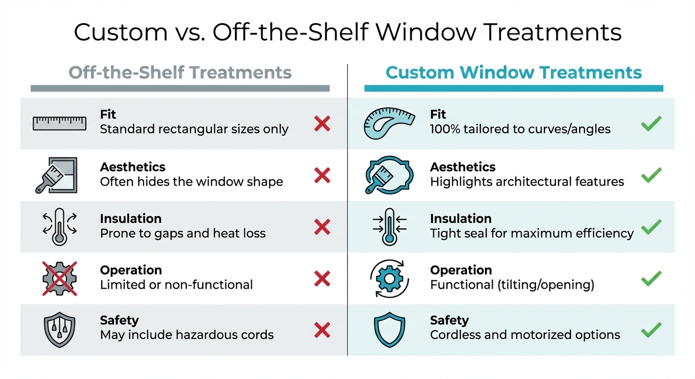 Custom vs Off-the-Shelf Window Treatments Comparison Chart