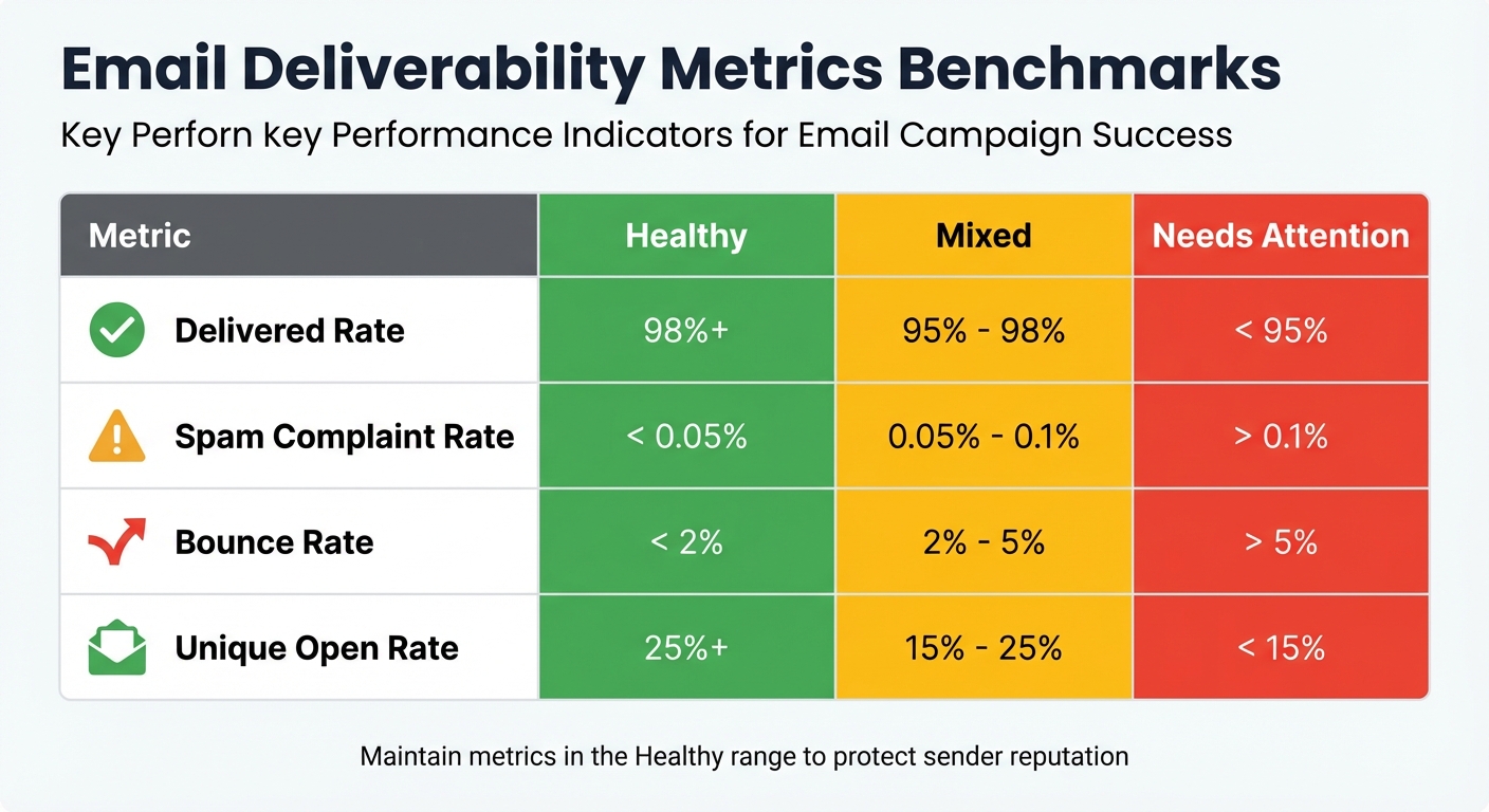 Email Deliverability Metrics: Healthy vs Needs Attention Benchmarks