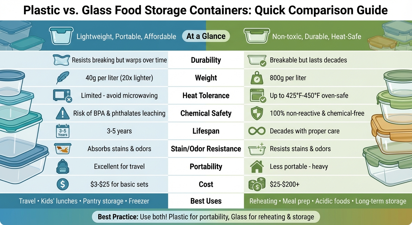 Plastic vs Glass Food Storage Containers Comparison Chart