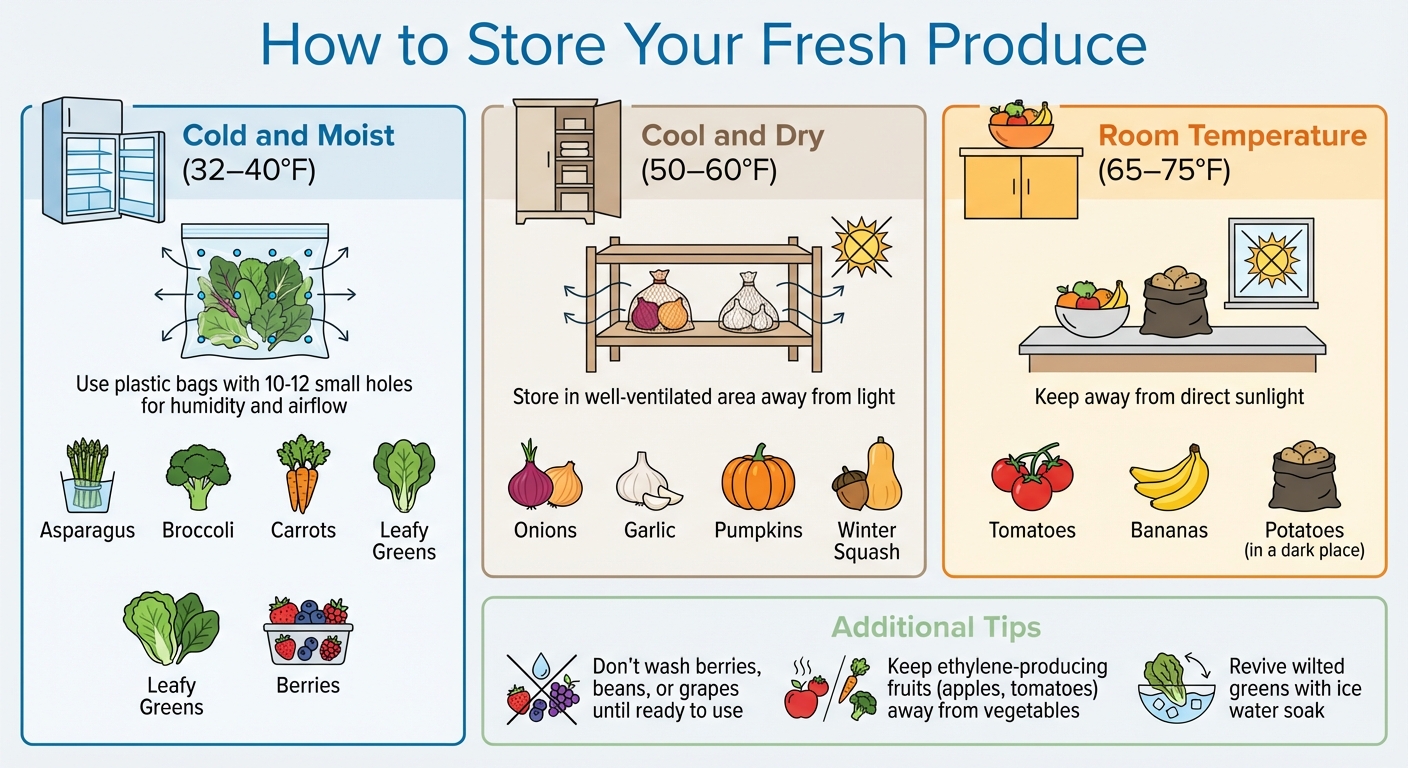 Produce Storage Guide: Temperature and Conditions for Fresh Fruits and Vegetables