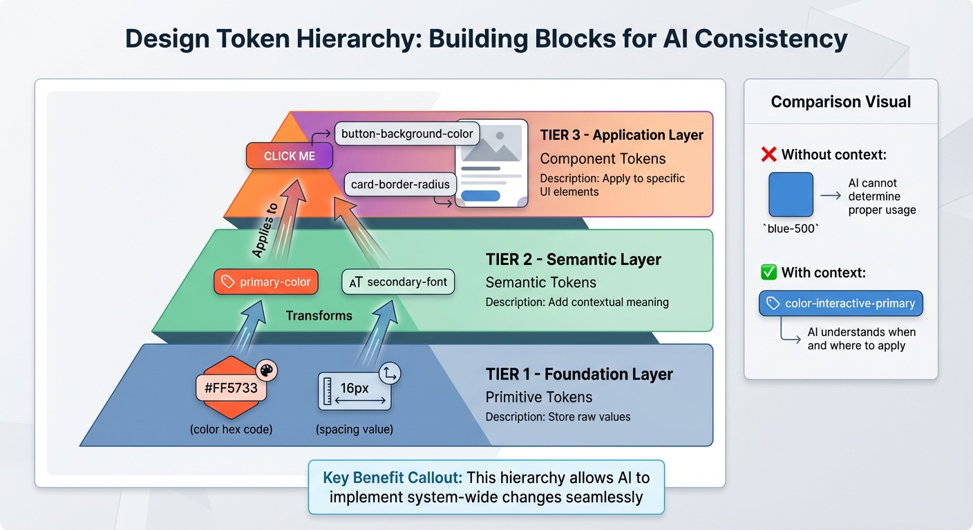 Design Token Hierarchy for AI-Driven Design Systems
