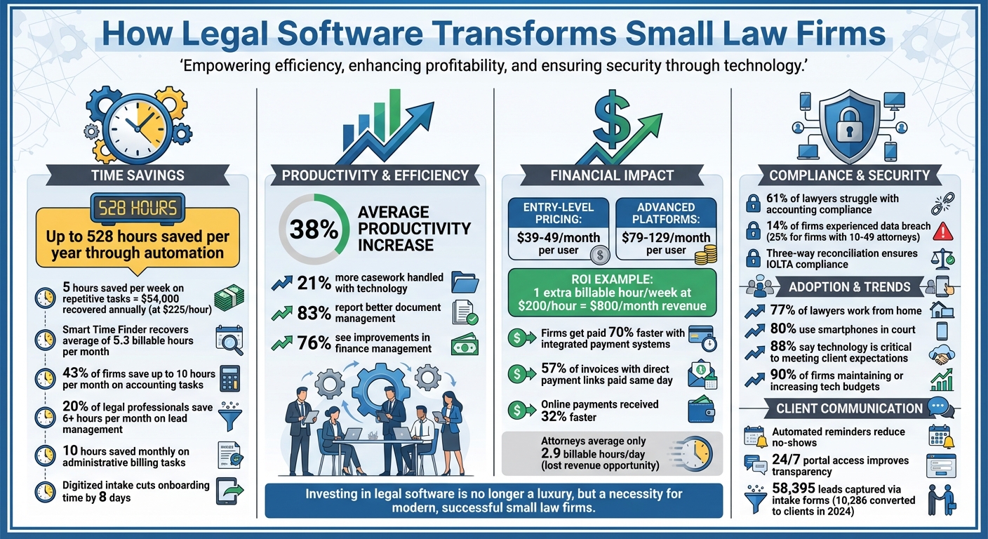Legal Software Benefits for Small Law Firms: Time Savings, Cost & ROI Statistics