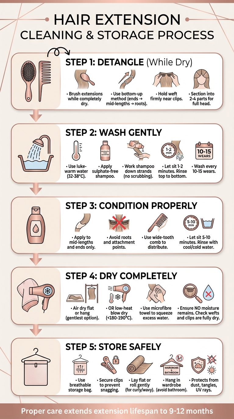 5-Step Hair Extension Cleaning and Storage Process