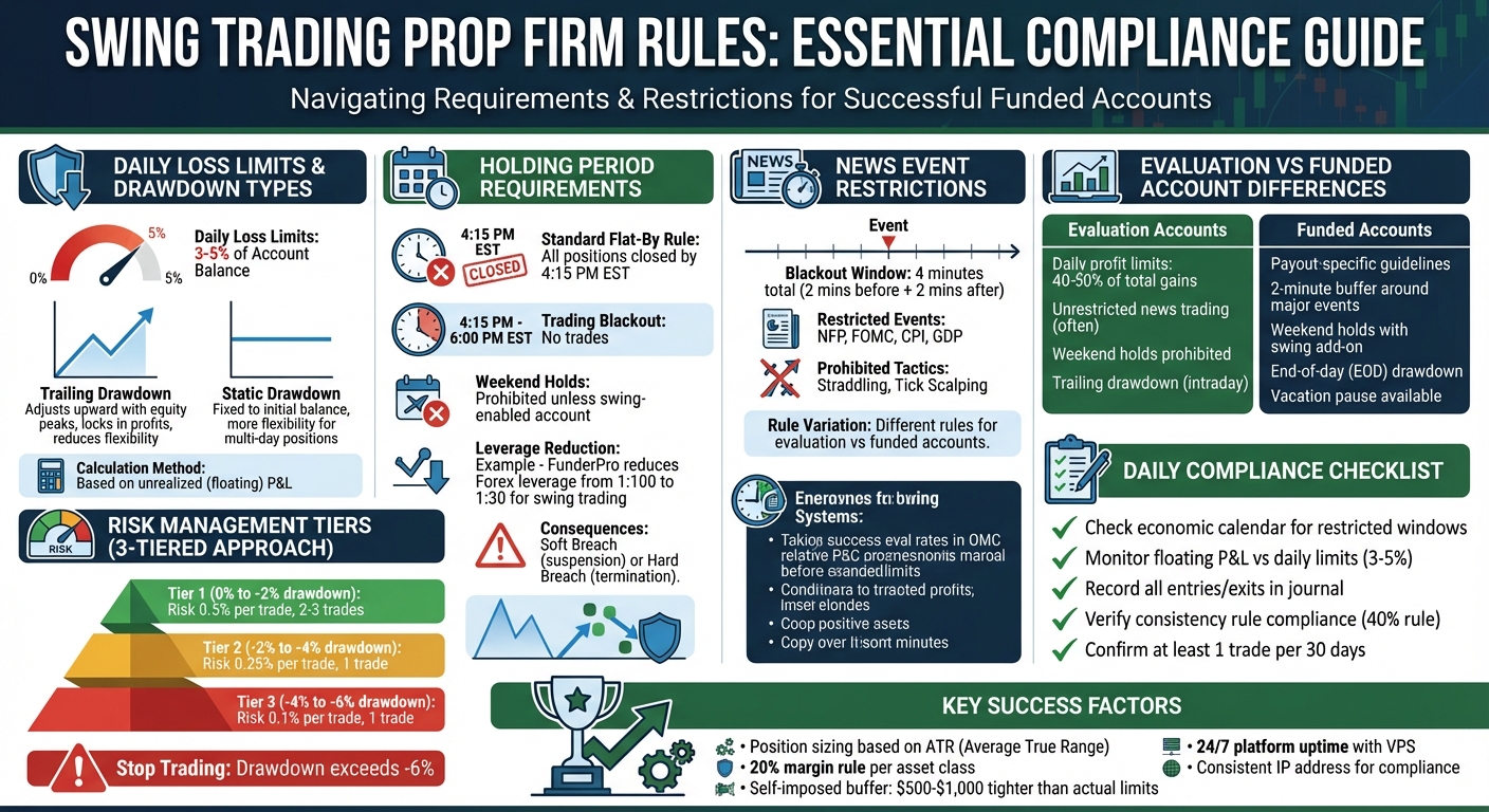 Prop Firm Swing Trading Rules and Requirements Comparison Chart