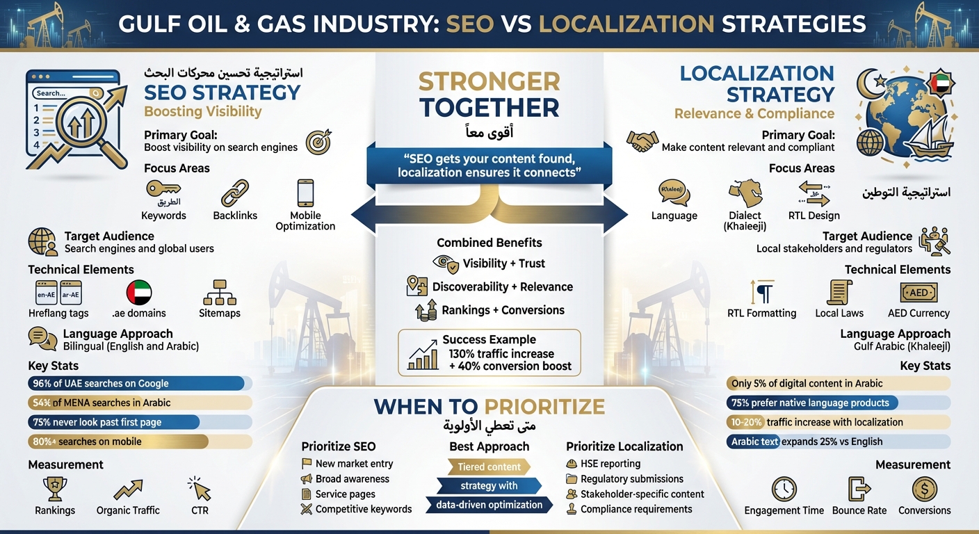 SEO vs Localization for Gulf Oil and Gas: Key Differences and Integration Strategy