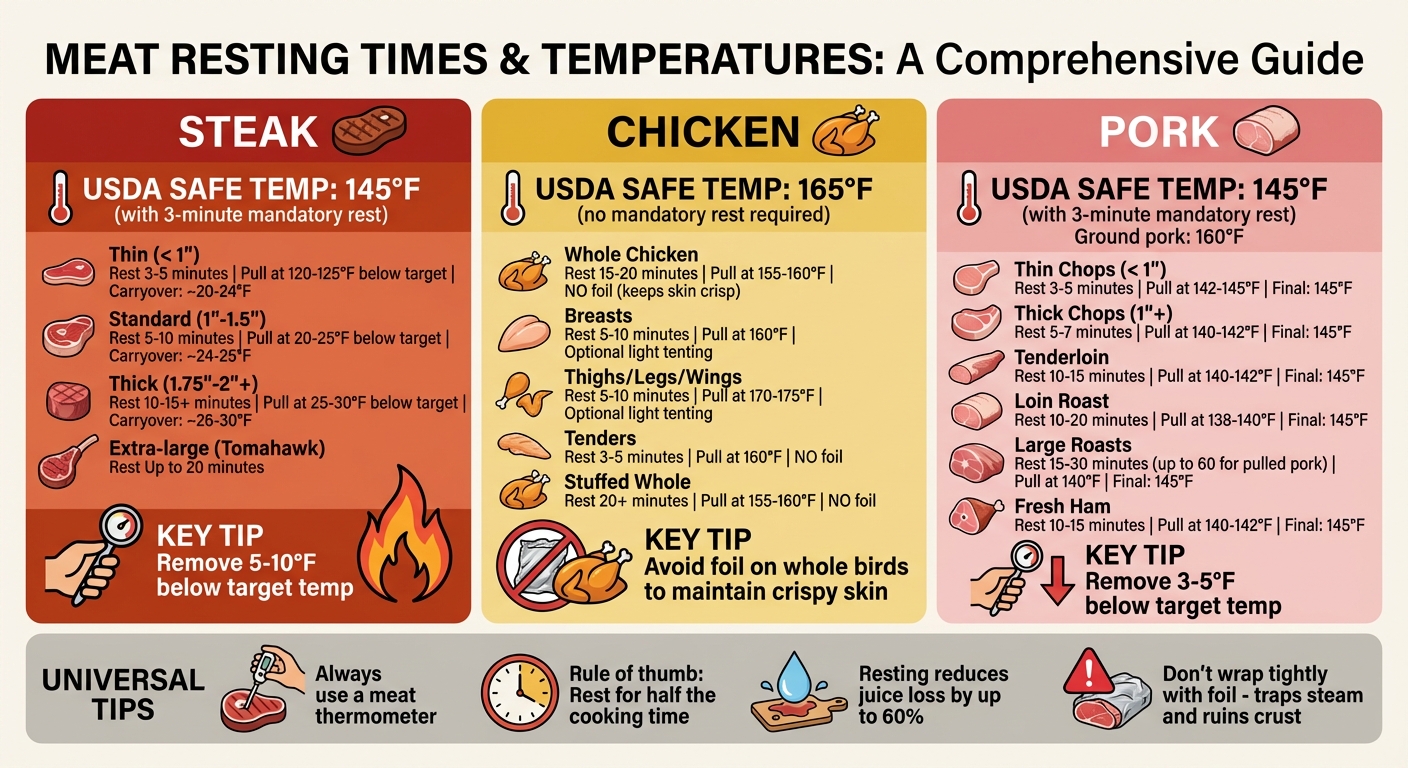 Meat Resting Times and Temperatures Guide for Steak, Chicken, and Pork