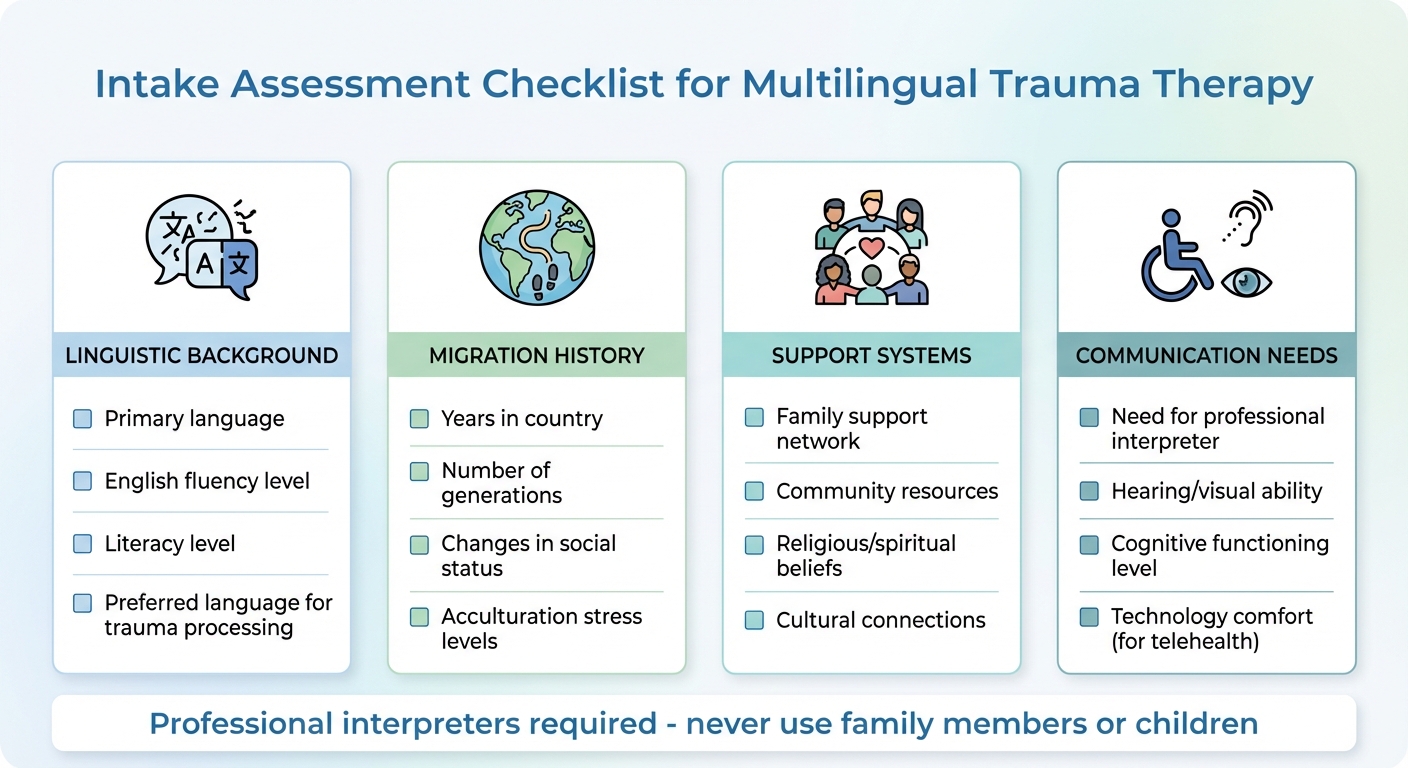 Intake Assessment Checklist for Multilingual Trauma Therapy Clients