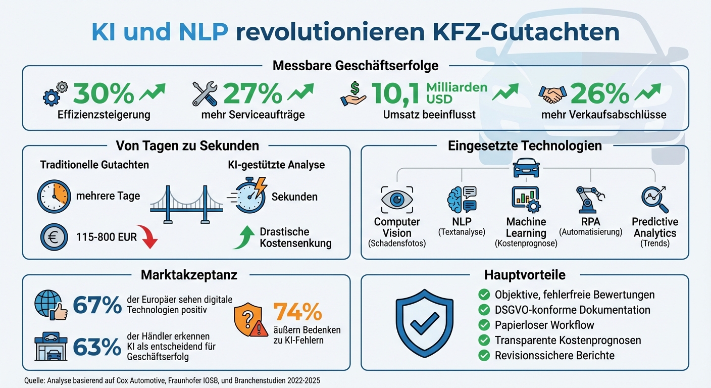 KI und NLP in KFZ-Gutachten: Effizienzsteigerung und Vorteile in Zahlen