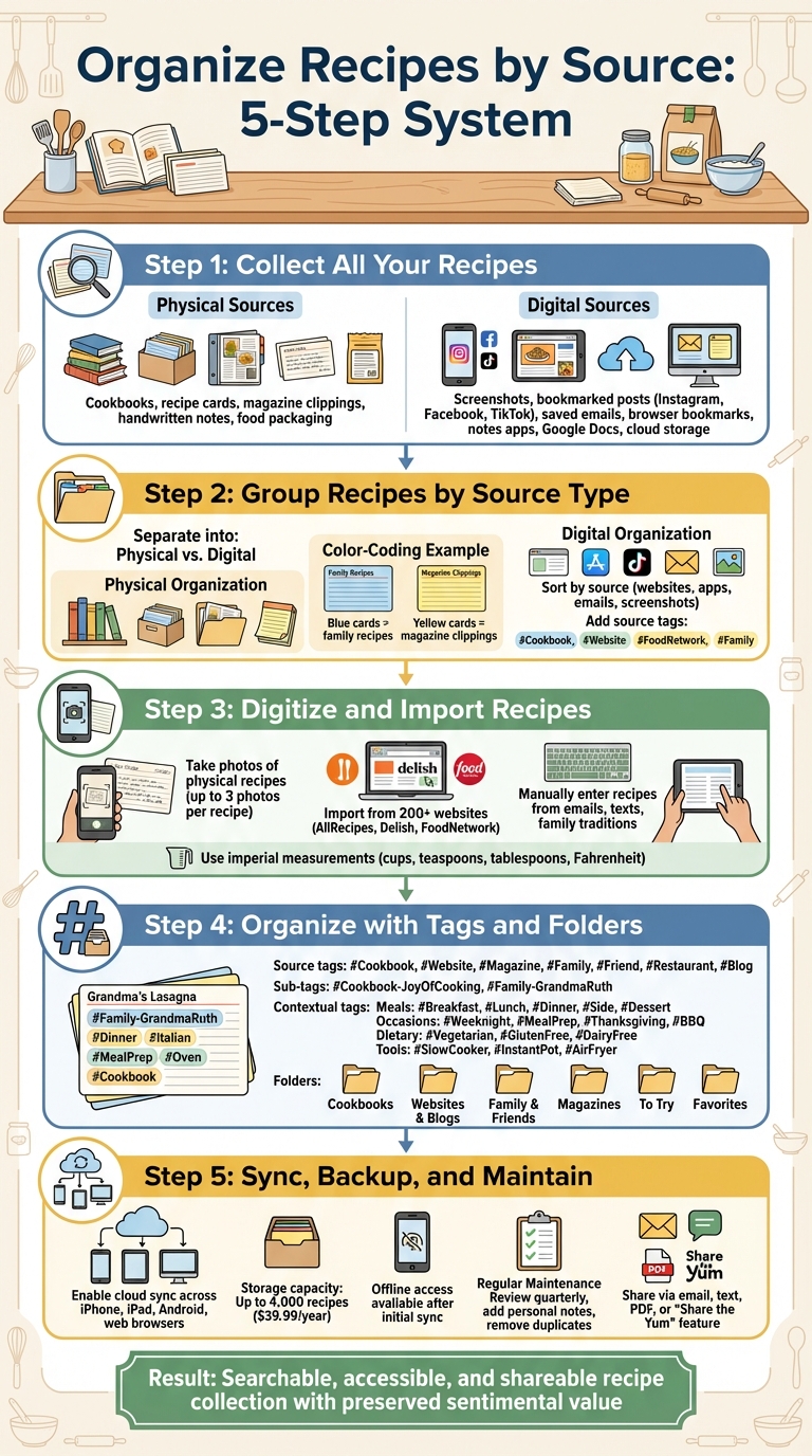5-Step Recipe Organization System by Source