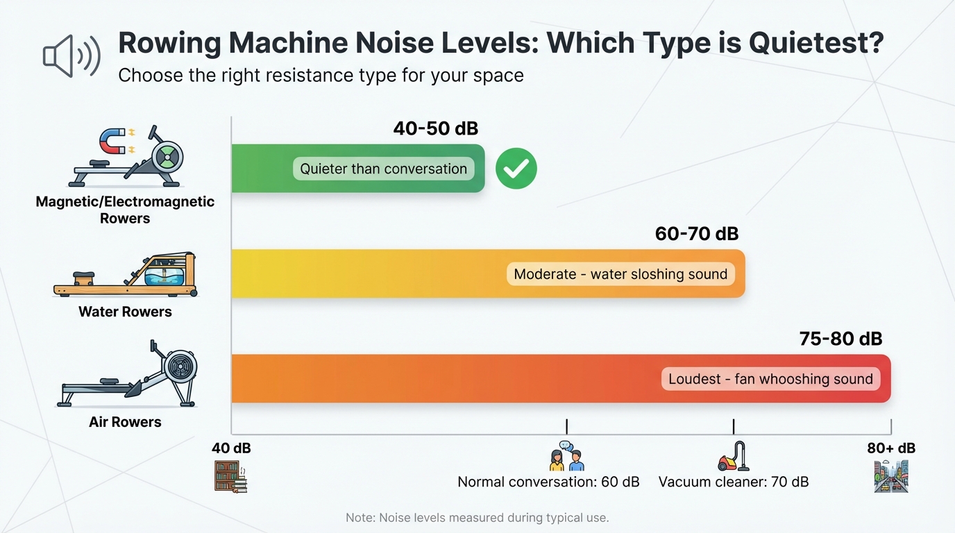 Rowing Machine Noise Levels by Type: Decibel Comparison Chart