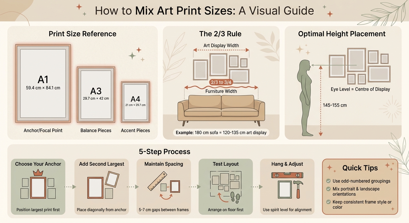 Step-by-Step Guide to Mixing Art Print Sizes on Your Wall