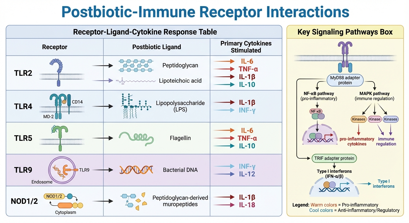 How Postbiotics Interact with Immune Receptors and Trigger Cytokine Responses