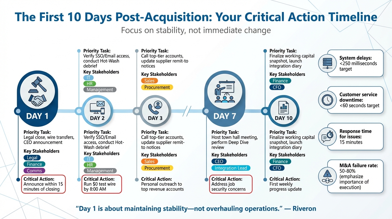 First 10 Days Post-Acquisition Timeline: Critical Tasks and Stakeholders