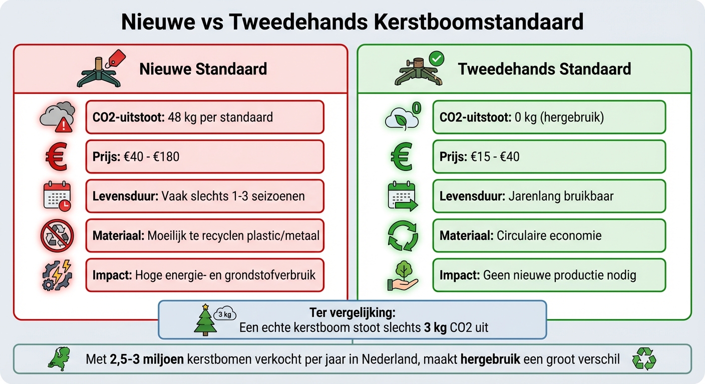 Vergelijking milieu-impact nieuwe vs tweedehands kerstboomstandaard
