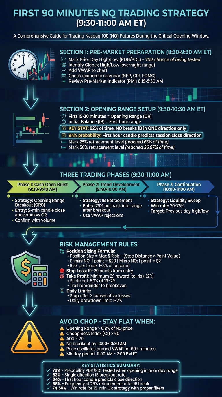 First 90 Minutes NQ Trading Strategy: Pre-Market to Exit Plan