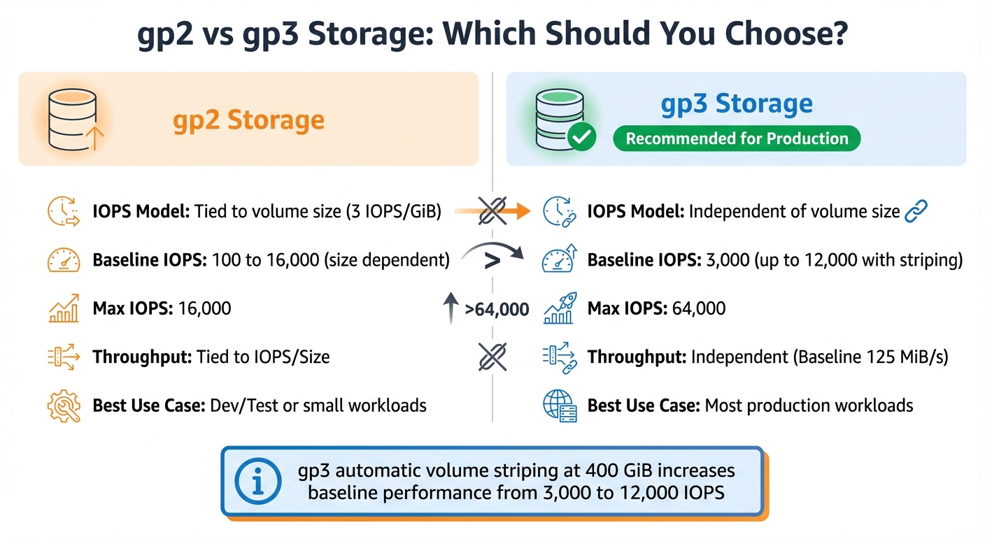 AWS RDS Storage Comparison: gp2 vs gp3 Performance and Features