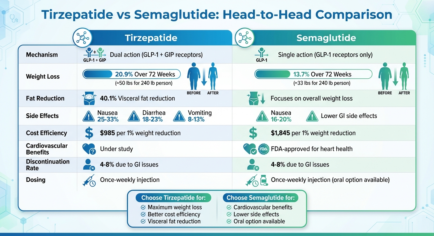 Tirzepatide vs Semaglutide Weight Loss Comparison Chart