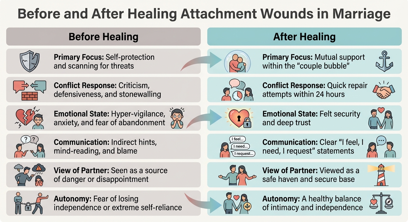 Before and After Healing Attachment Wounds in Marriage