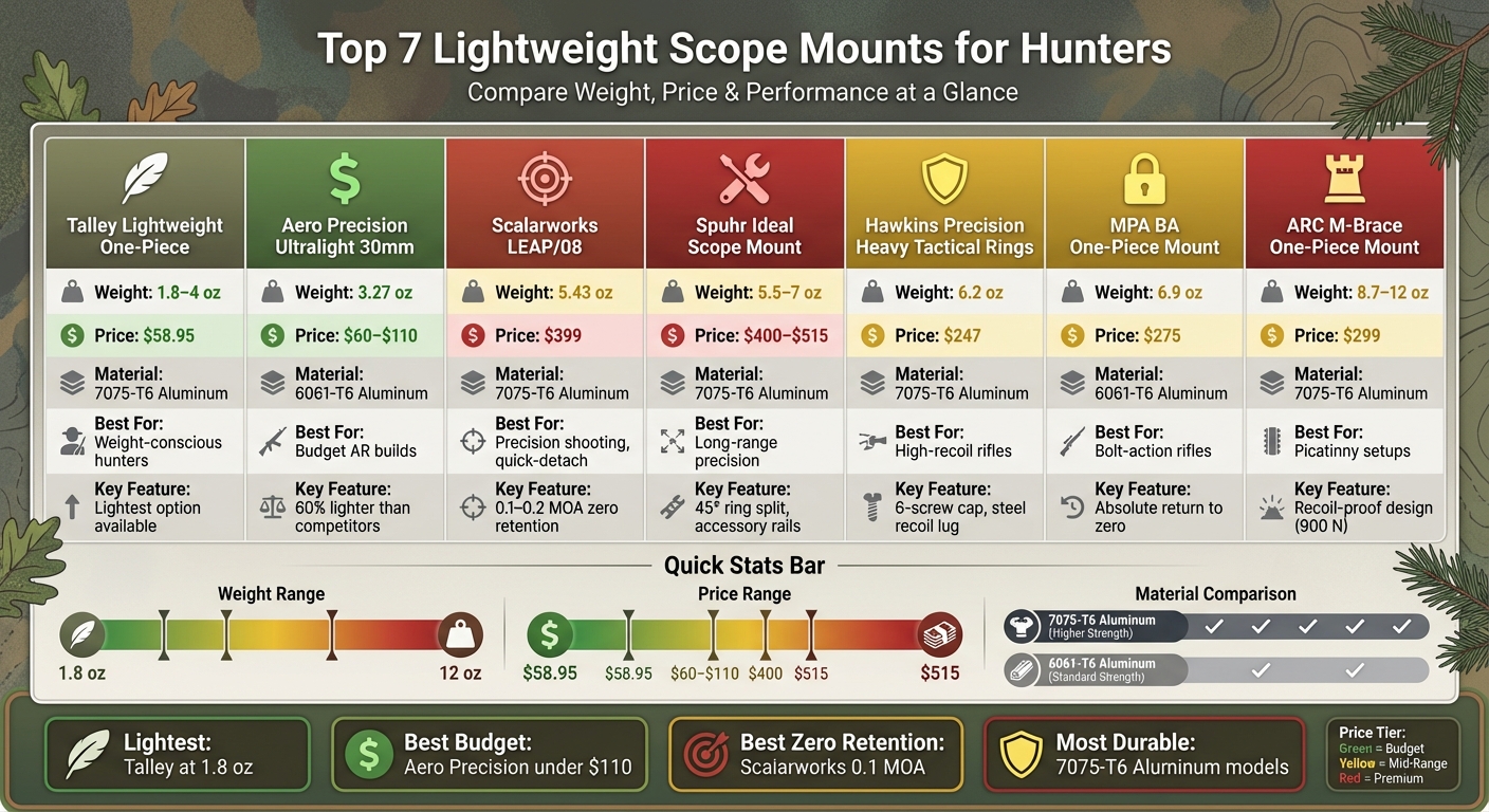 Lightweight Scope Mounts Comparison: Weight, Price, and Best Use Cases