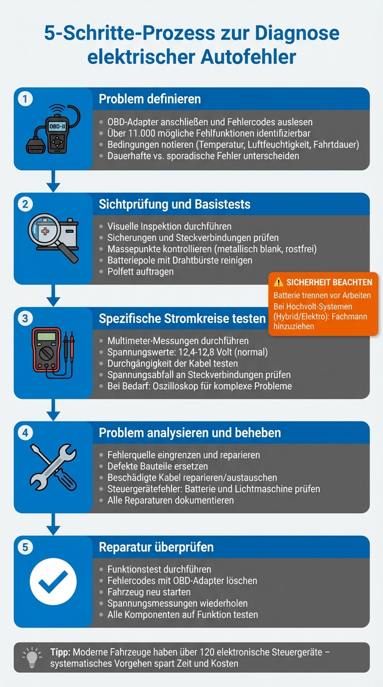 5-Schritte-Prozess zur Diagnose elektrischer Autofehler