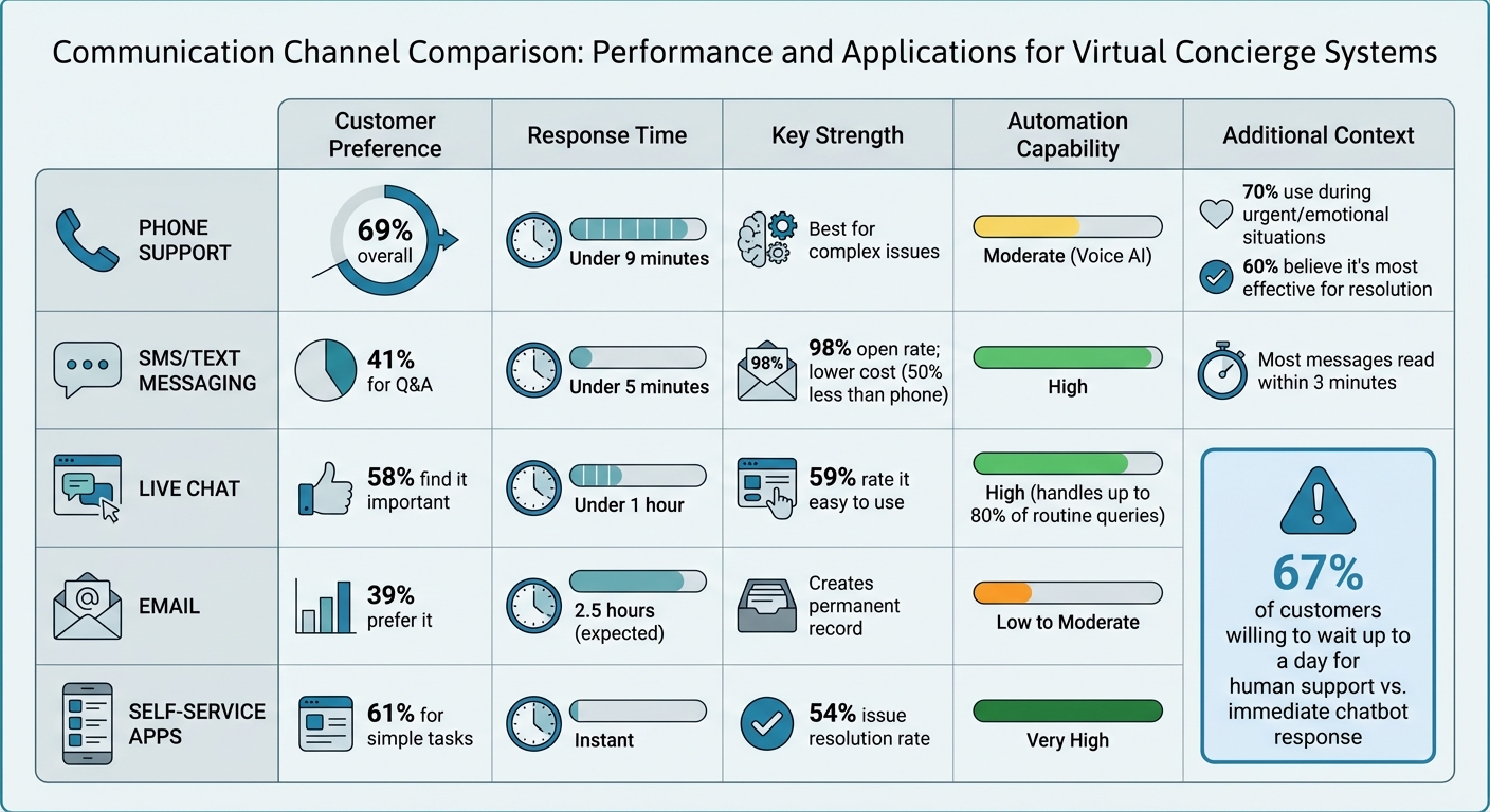 Virtual Concierge Communication Channels: Performance Comparison