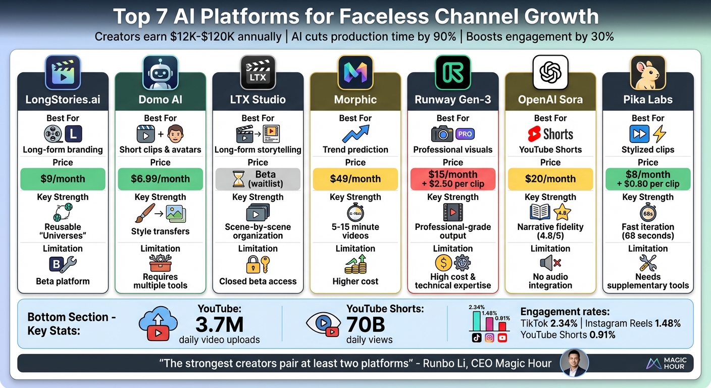 AI Video Platform Comparison for Faceless YouTube Channels