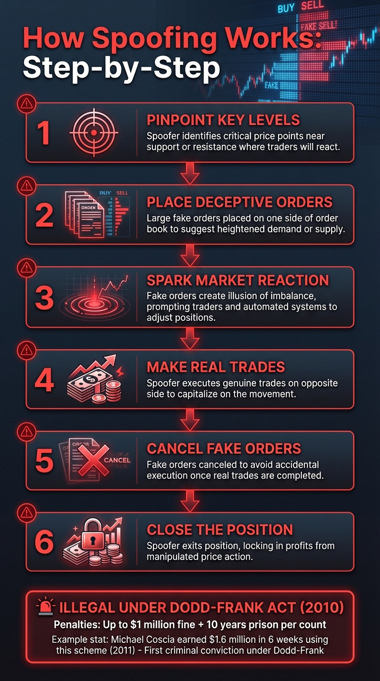 How Spoofing Works: 6-Step Trading Manipulation Process